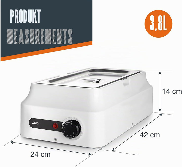 Lacor - 69618 - Schokoladen-Wasserbad, Weiss, 3,8 L, Edelstahl 18/10, 80W, Regelbarer Thermostat 0-6