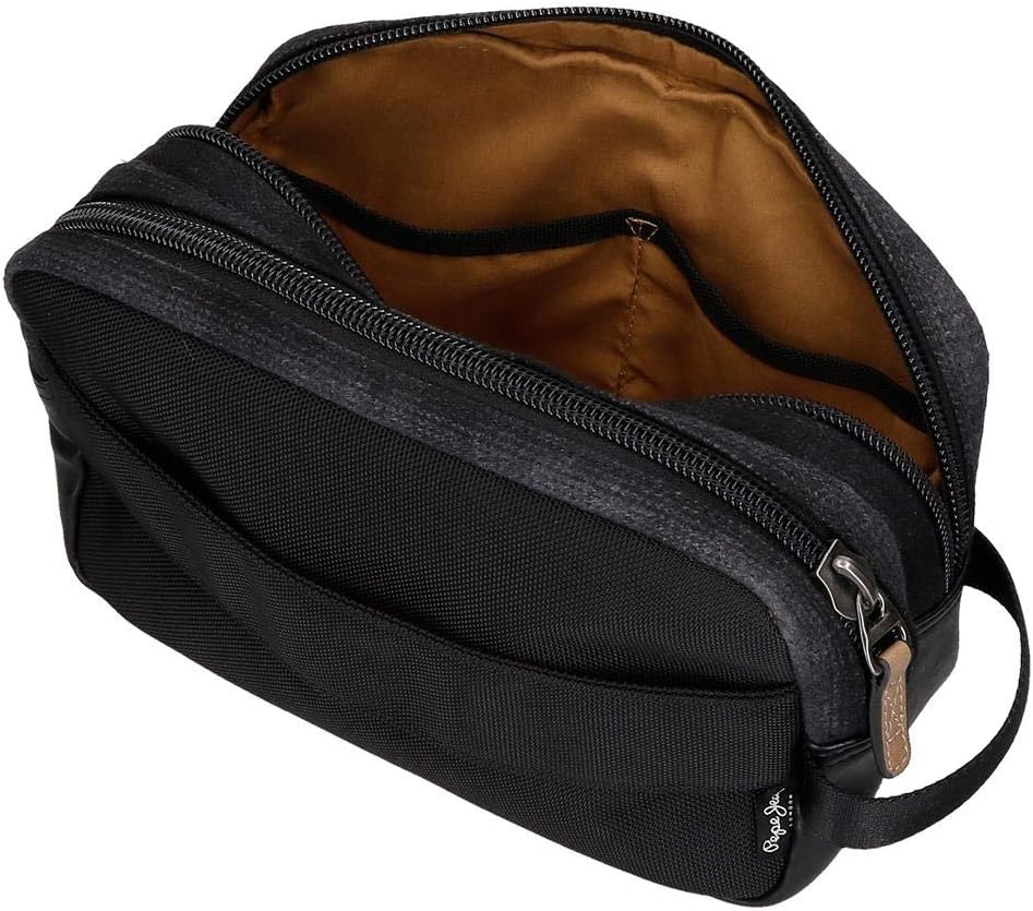 Pepe Jeans Scotch Anpassungsfähiger Vanity Case mit zwei Fächern Schwarz 26x16x12 cms Polyester und