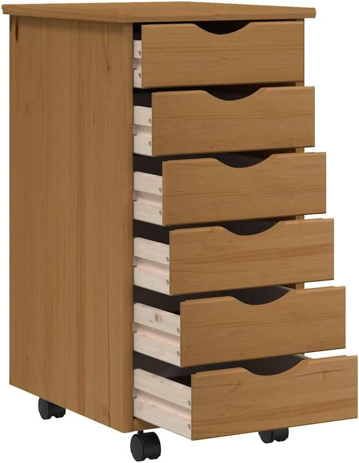 vidaXL Rollschrank, Rollcontainer mit 6 Schubladen, Kommode Schubladenschrank mit Rollen, Büroschran