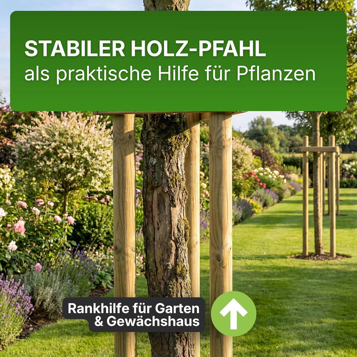 Gartenwelt Riegelsberger Pfahl Ø 4,6 cm Länge 150 cm 5 Stück Holzpfahl Kiefer imprägniert Kiefernhol