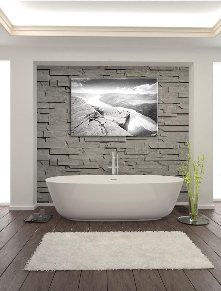 Pixxprint Küste in Norwegen als Leinwandbild/Grösse: 100x70 / Wandbild/Kunstdruck/fertig bespannt, 1