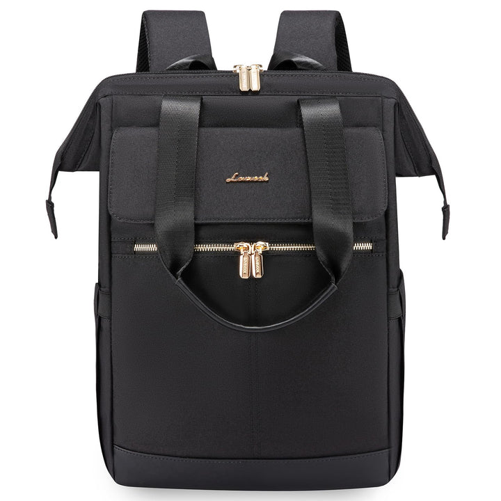LOVEVOOK Schulrucksack Schwarz Teenager Mädchen, Laptop Rucksack Damen mit Laptopfach 15,6 Zoll, Sch