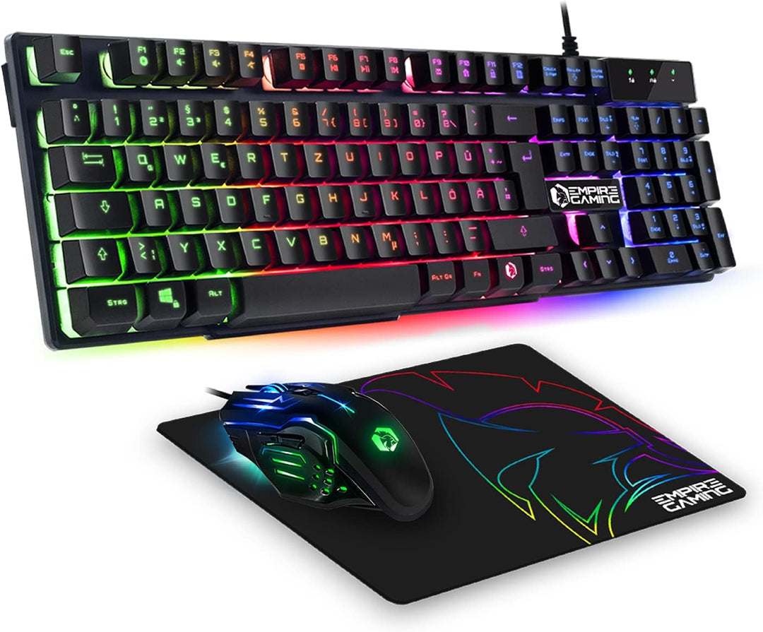 EMPIRE GAMING - Pack 3 in 1 MK800 - Gaming-Tastatur QWERTZ Deutsche RGB 105 Tasten 19 Anti-Ghosting-
