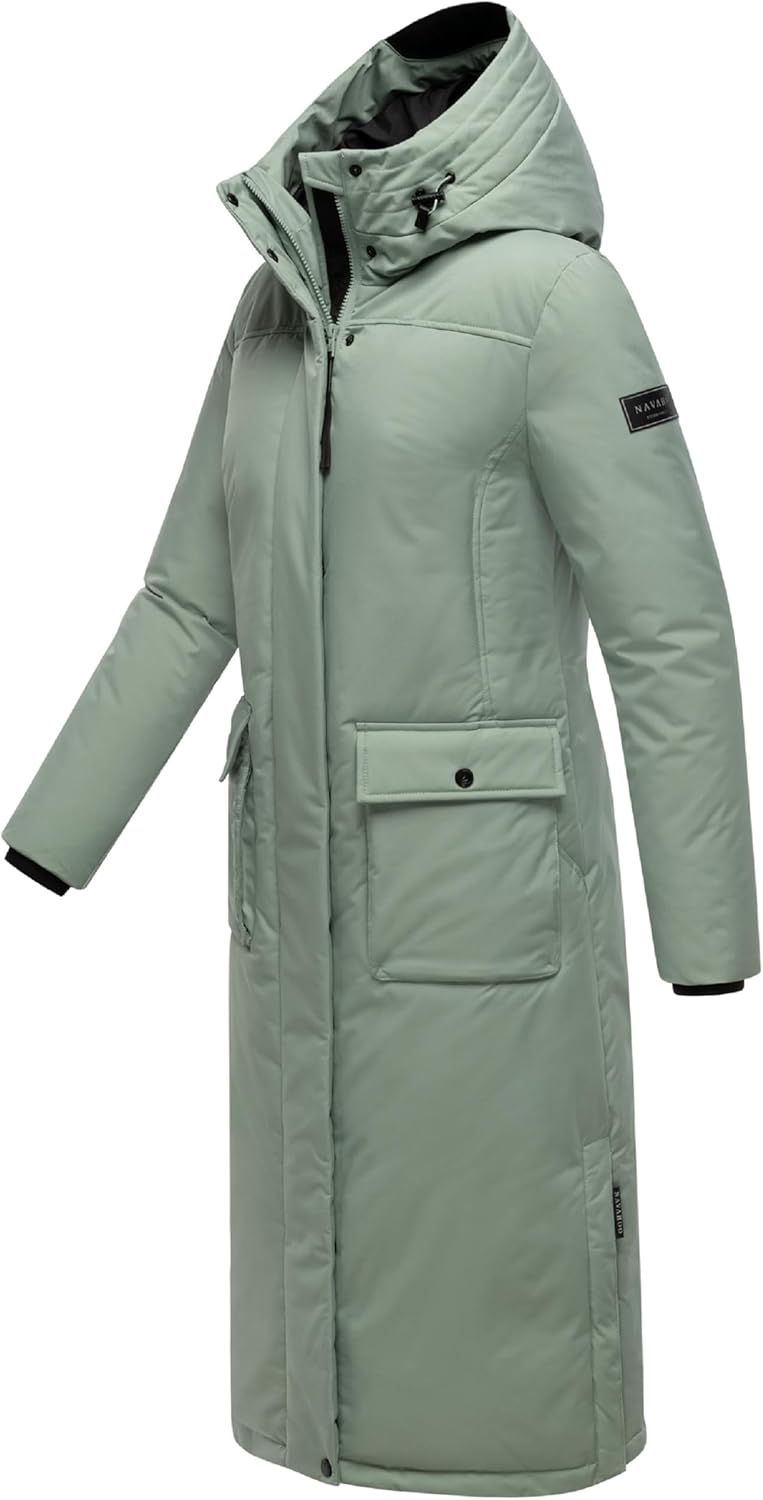 Navahoo Damen Wintermantel Warmer Mantel extralang mit Kapuze Wolkenfrost XIV XS-XXL XS Smokey Mint,