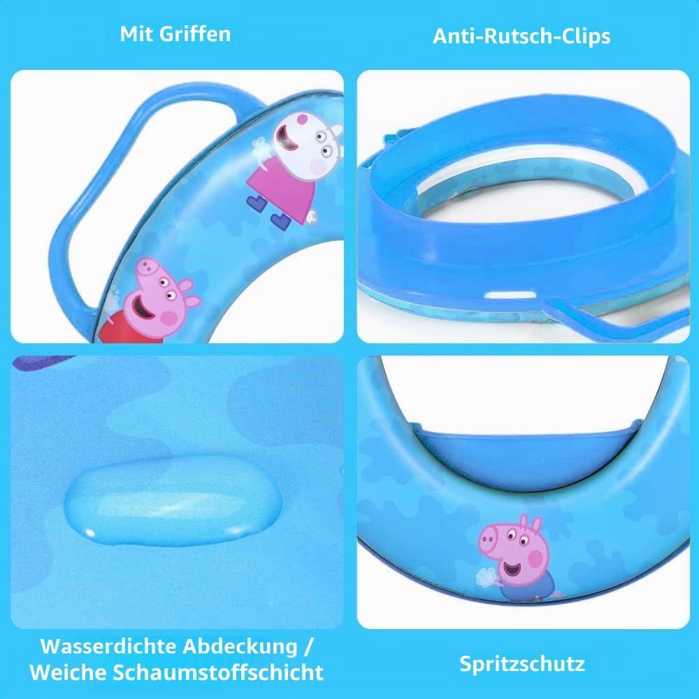 Peppa Wutz Toilettensitz für Kinder, Universal-WC-Adapter mit Griffen, Peppa Wutz