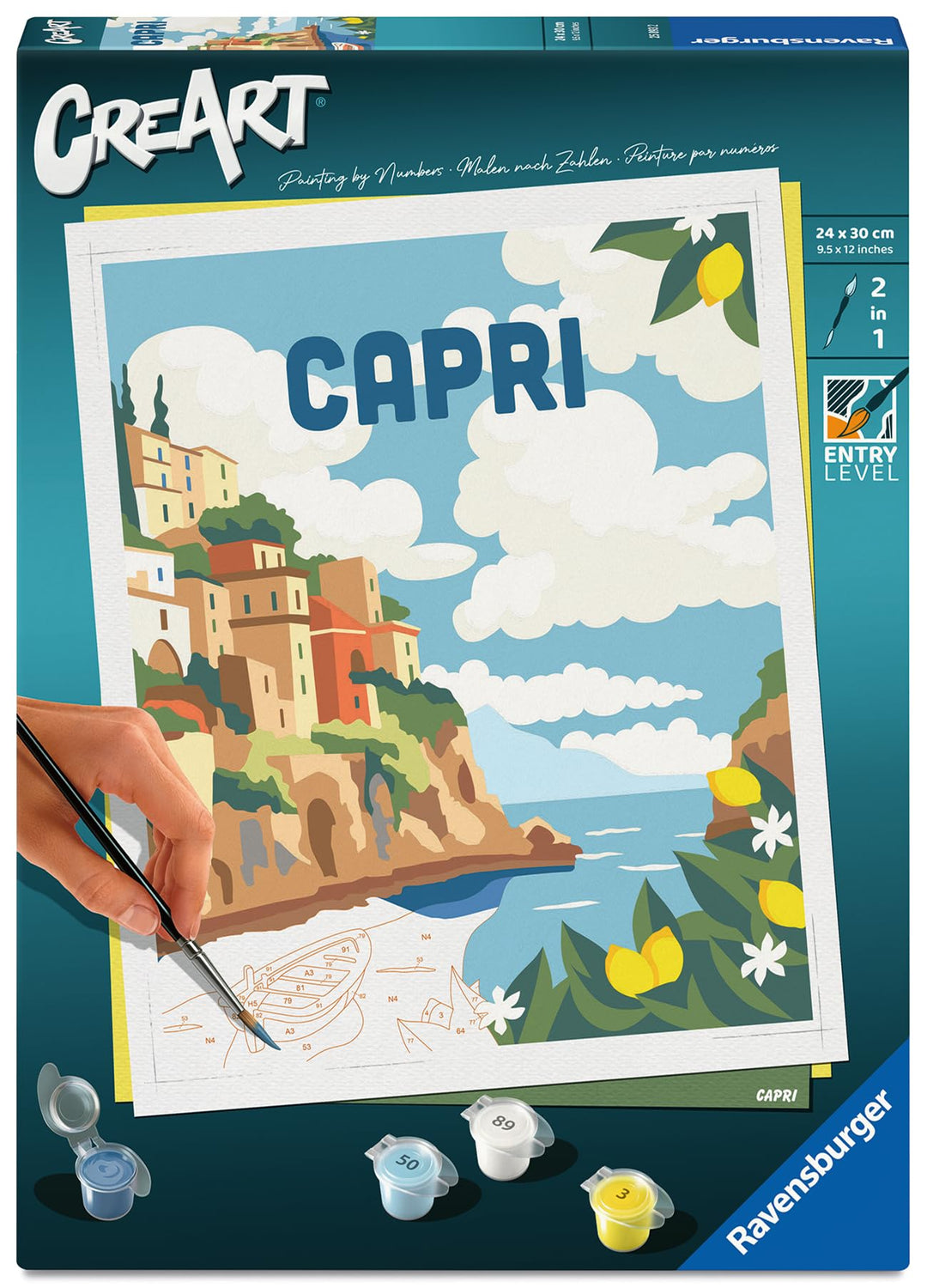 Ravensburger CreArt 25893 - Capri - Malen nach Zahlen Erwachsene, DIY Malset mit Pinsel und Acrylfar