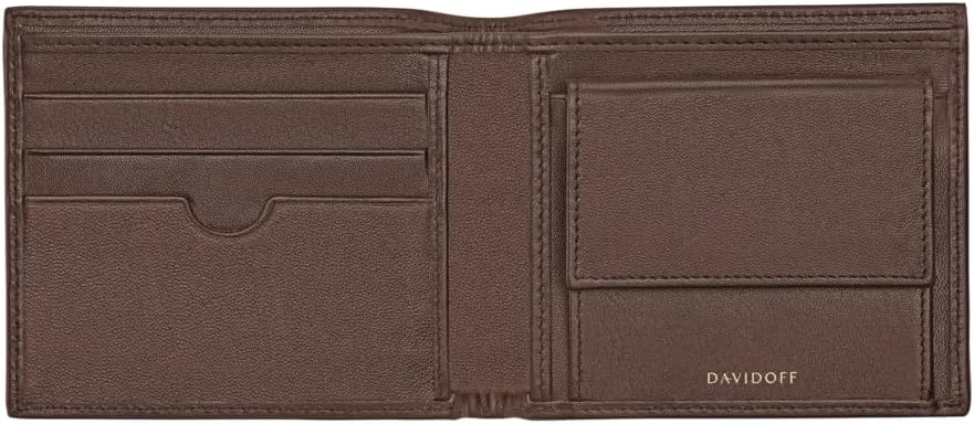 Davidoff Essentials Herren Geldbörse Braun – Elegante kleine Brieftasche aus feinem Leder – edles He