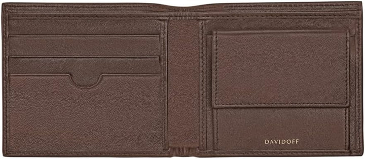 Davidoff Essentials Herren Geldbörse Braun – Elegante kleine Brieftasche aus feinem Leder – edles He