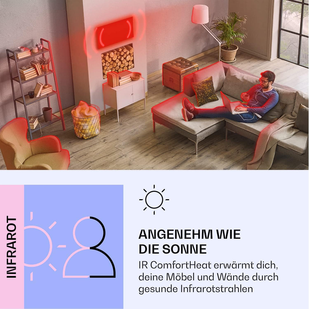 Klarstein 2-in-1 Infrarotheizung & Konvektor, Infrarotheizung mit Thermostat 1000W, IP44-Infrarothei
