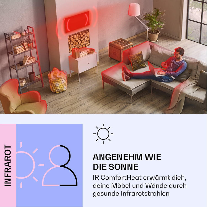 Klarstein 2-in-1 Infrarotheizung & Konvektor, Infrarotheizung mit Thermostat 1000W, IP44-Infrarothei