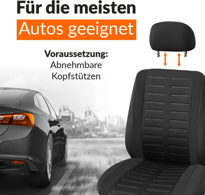 Upgrade4cars Autositzbezüge Set für die Vordersitze | Auto-Schonbezüge Universal in Schwarz Vordersi