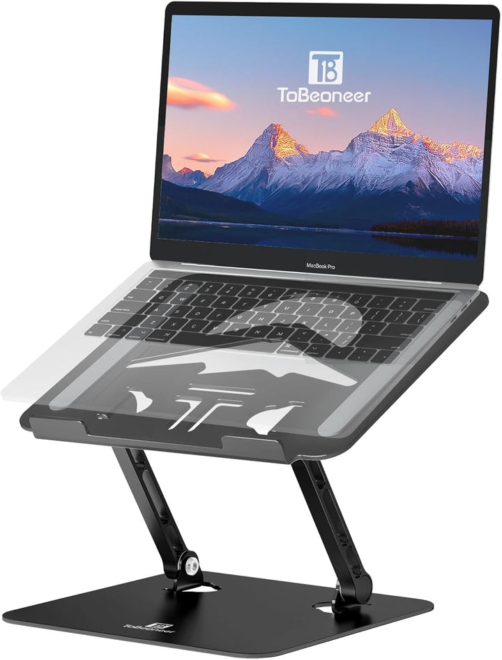 Ergonomischer Laptop Ständer aus Aluminium, Höhenverstellbar &amp; Faltbar, Stabil &amp; rutschfest, Verbess