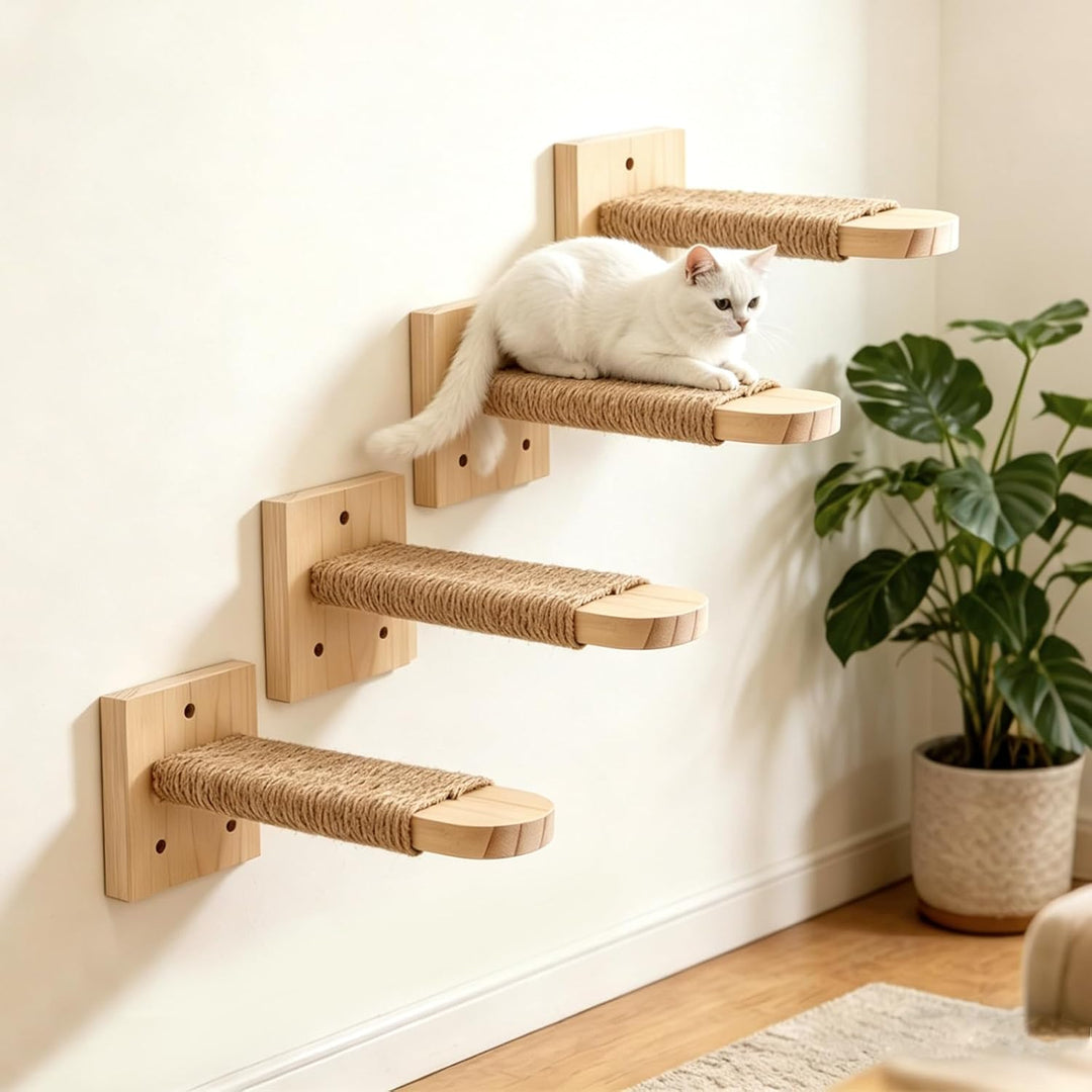 4 Stück Katzentreppe Wand, Kletterstufe 20CM, DIY Kletterwand Katzen, Katzenleiter Katzenbretter, Ka