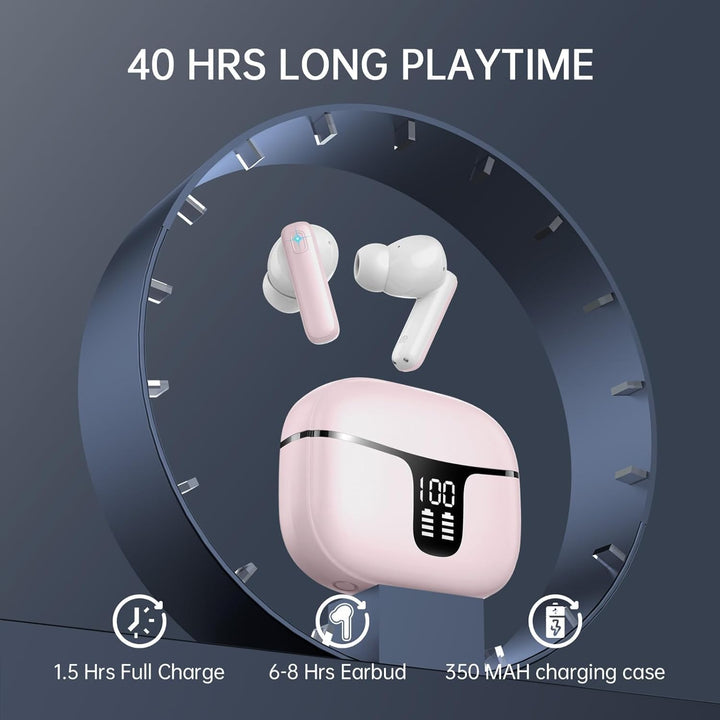 Bluetooth Kopfhörer, Kopfhörer Kabellos Bluetooth 5.3 mit HD Mic Stereo HiFi, In Ear Kopfhörer 40H S