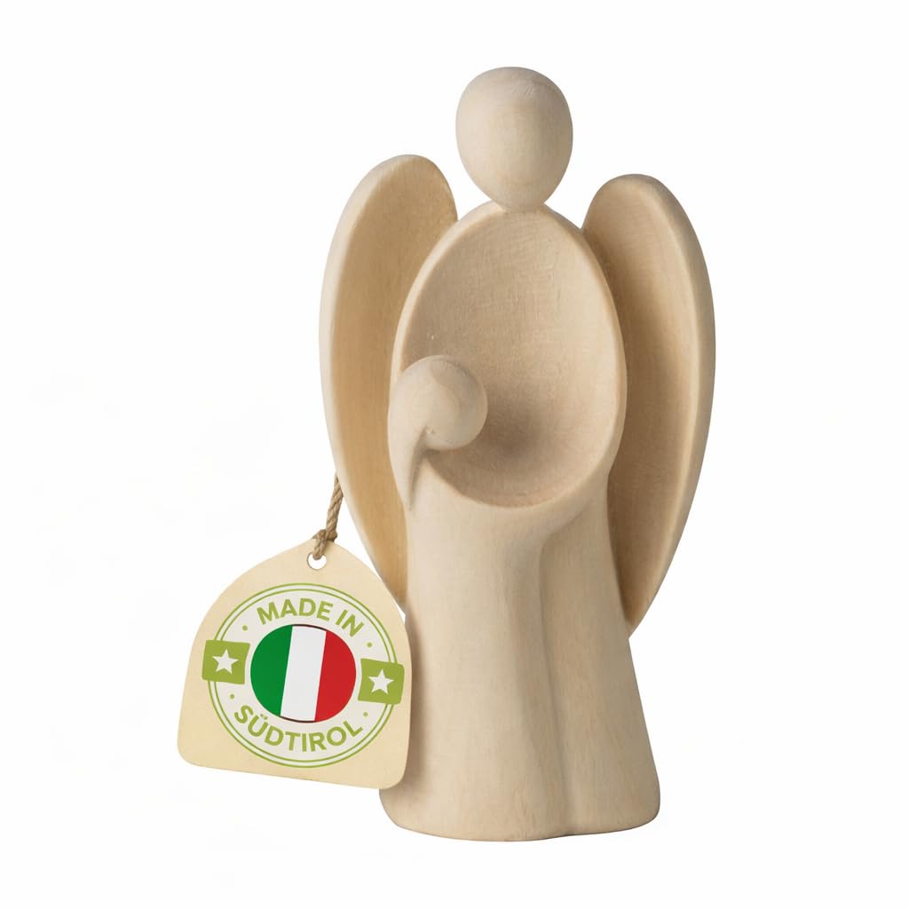 4betterdays.com NATURlich leben! Moderner Schutzengel aus Zirbenholz - mit Mädchen - Höhe 9cm - Gesc