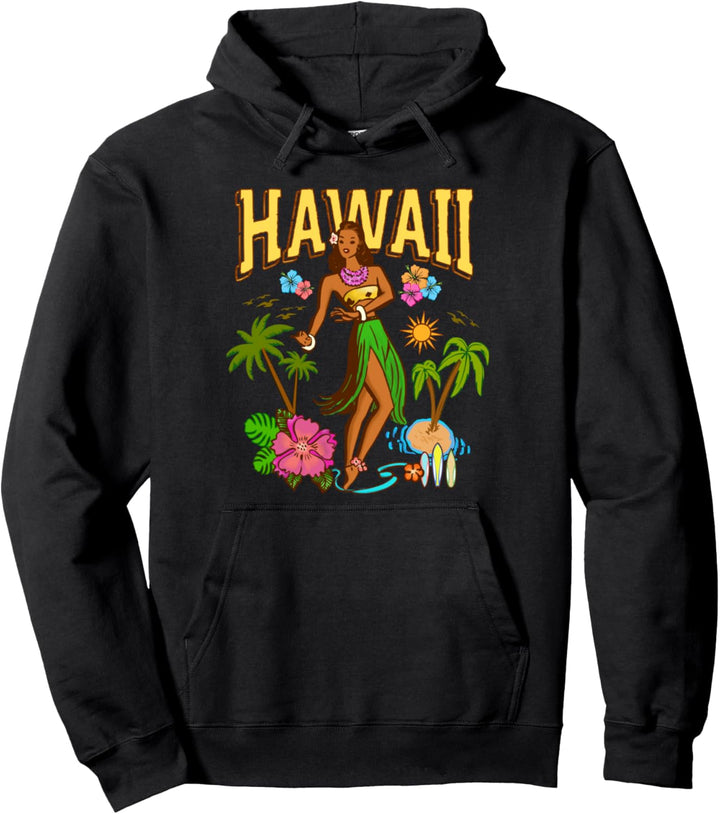 Hawaii Aloha Hula Mädchen Strand Tiki Retro Vintage Pinup Pullover Hoodie