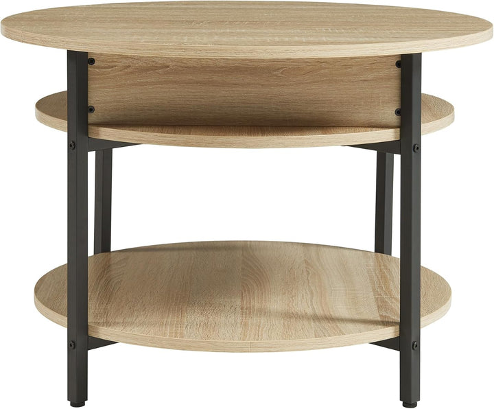 [en.casa] Couchtisch mit Hebeplatte rund Kandas Wohnzimmertisch mit Stauraum Ø70 x 49 cm Kleiner Tis