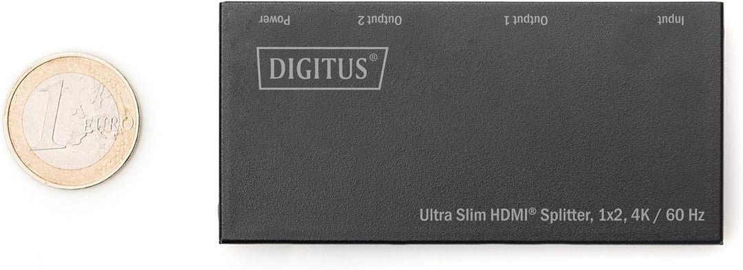 DIGITUS Ultra Slim HDMI Splitter, 1x2, 4K/60Hz HDR, HDCP 2.2, 18 Gbps, Micro USB Power