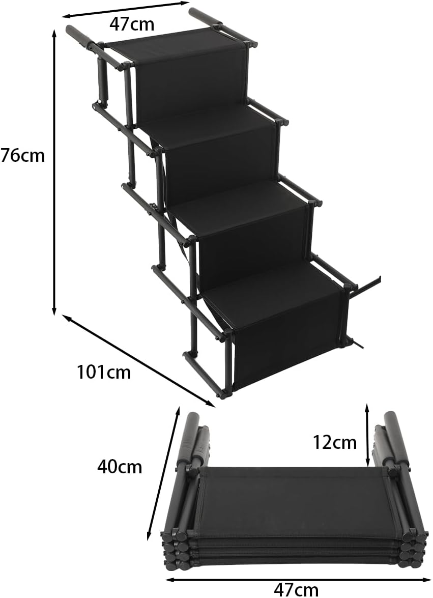 Hundetreppe Auto, 4 Stufen Hunderampe Klappbar, Leichte Und rutschfeste Hundetreppe Für Auto, Lastwa
