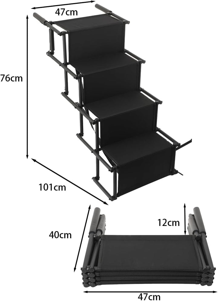 Hundetreppe Auto, 4 Stufen Hunderampe Klappbar, Leichte Und rutschfeste Hundetreppe Für Auto, Lastwa