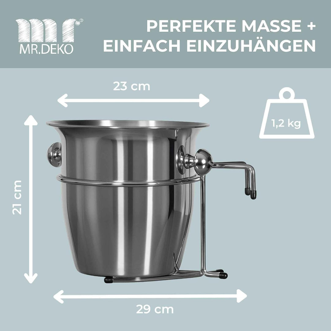 MR. DEKO Champagnerkühler für Strandkörbe - Sekt - Behälter - Kühler - Edel - EIS - Accessoire - Gar