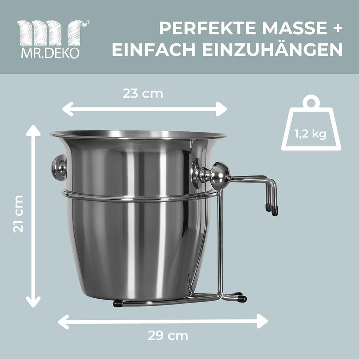 MR. DEKO Champagnerkühler für Strandkörbe - Sekt - Behälter - Kühler - Edel - EIS - Accessoire - Gar