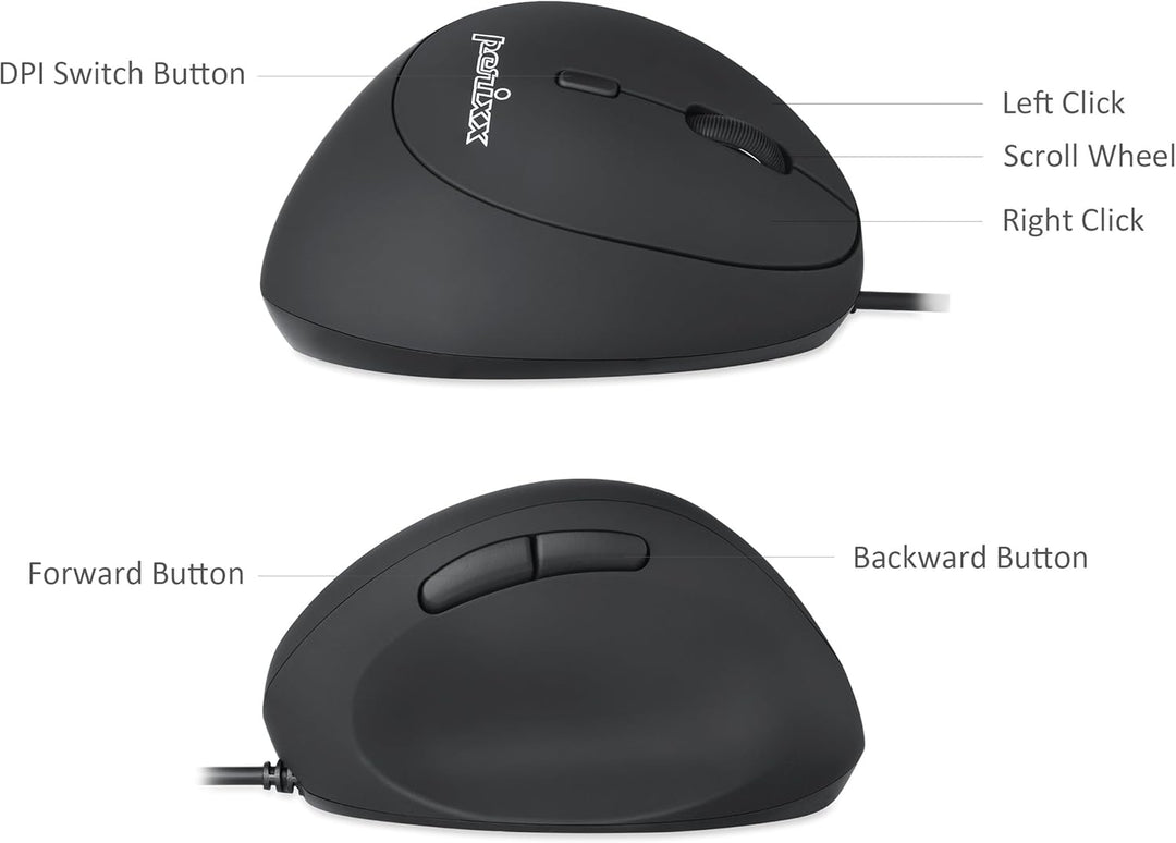 Perixx PERIMICE-519 Ergonomische Maus - Vertikales Design - kleine Handgrössen oder für Unterwegs -