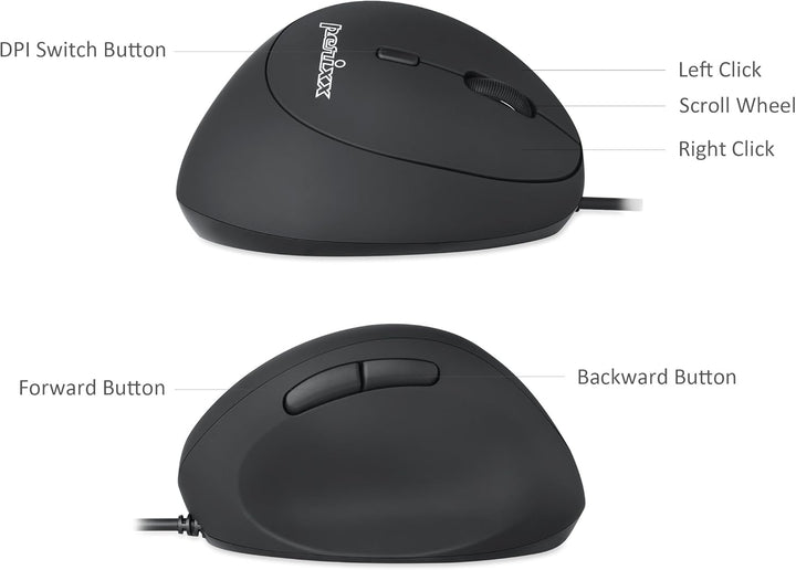 Perixx PERIMICE-519 Ergonomische Maus - Vertikales Design - kleine Handgrössen oder für Unterwegs -