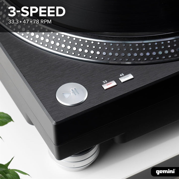 Gemini TT-1200 Plattenspieler mit 3 Geschwindigkeiten und USB-Schnittstelle