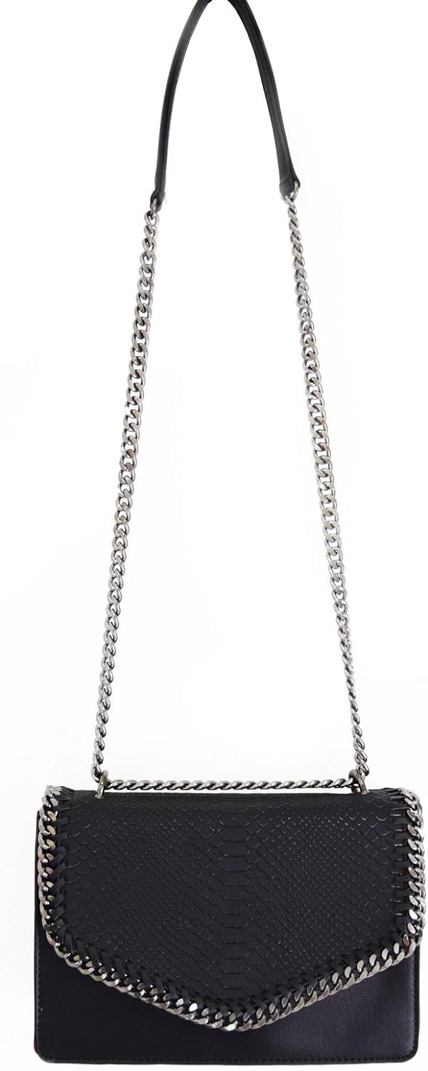 CRAZYCHIC - Damen Schlange Ketten Umhängetasche Snake PU Leder Schultertasche - Gesteppte Kettentasc