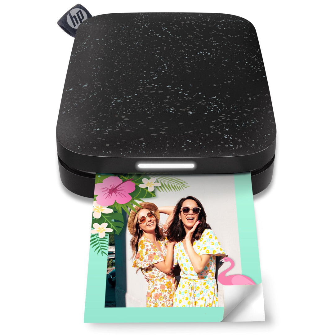 HP Sprocket Portable 5x7.6 cm Sofortbilddrucker (Schwarz) Drucken Sie Bilder auf Zink Sticky-Backed