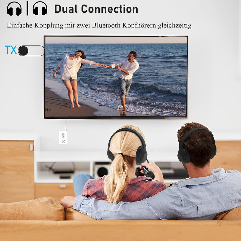 1Mii Bluetooth 5.3 Adapter für TV, 2-in-1-Bluetooth Sender Empfänger, aptX-Adaptive & HD Kabellos Au