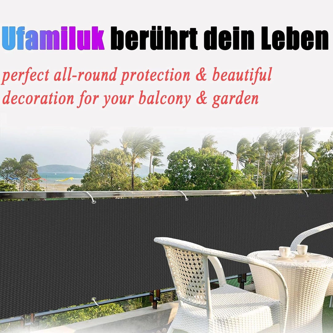 Ufamiluk balkonbespannung 80 cm hoch Anthrazit Balkon Windschutz Stoff HDPE Wetterfest Blickdichte U