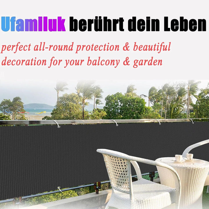 Ufamiluk Balkon Windschutz Anthrazit balkonbespannung 90 cm hoch nach Mass Blickdichte 100% Privatsp