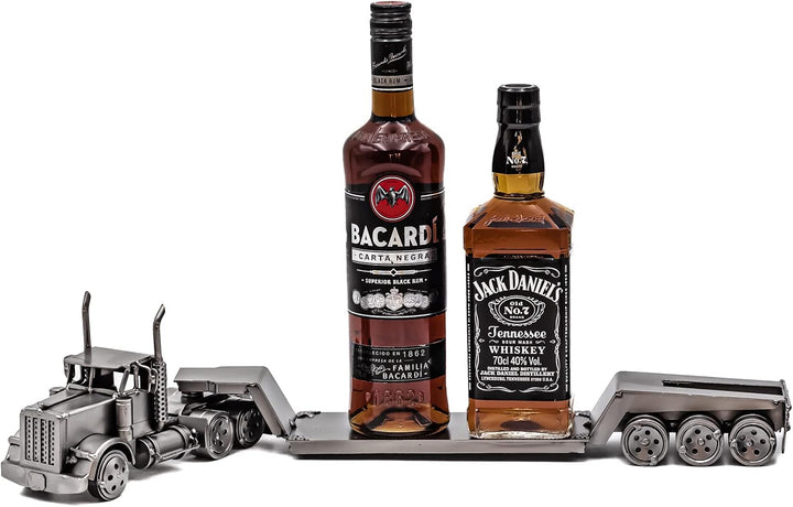 STEEMO Metallkunst Weinflaschenhalter Truck USA - LKW Tieflader - Deko-Weinhalter 62x12x10 cm