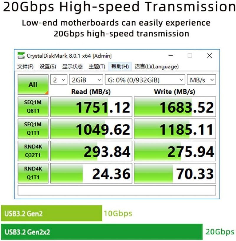 xiwai 20 Gbit/s USB 3.2 Gen2 Typ-C USB-C auf PCI-E 4X Express Kartenadapter für Desktop-Motherboard