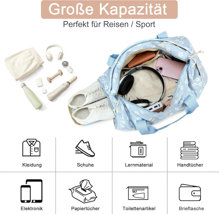 Sporttasche Kinder Schwimmtasche Jungen Damen mit Schuhfach und Nassfach Badetasche Teenager Kleine