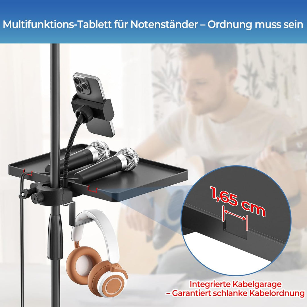 Universeller Mikrofonständer mit Telefonhalter, verstellbarer Mikrofonständer, Klammer auf dem Diens