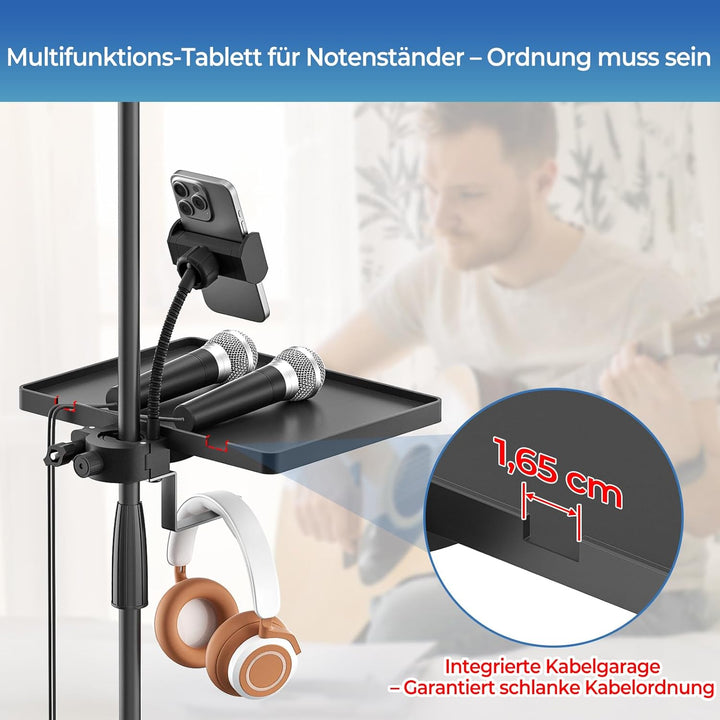 Universeller Mikrofonständer mit Telefonhalter, verstellbarer Mikrofonständer, Klammer auf dem Diens