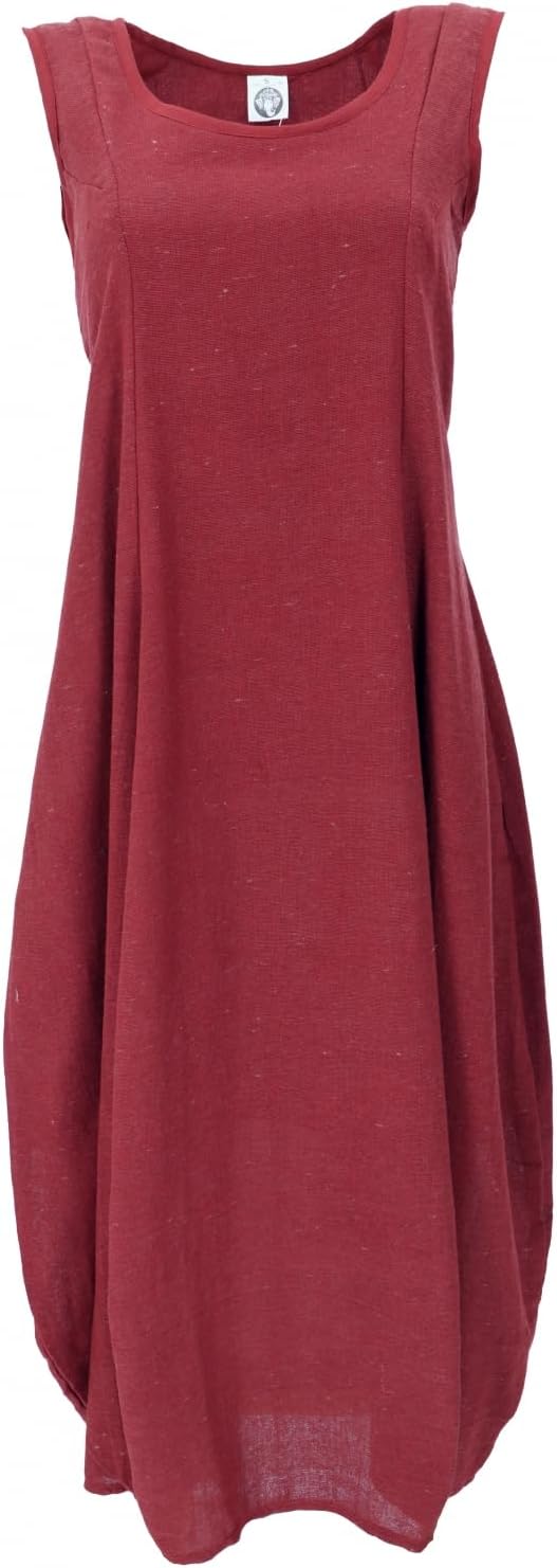 GURU SHOP Langes Wandelbares Sommerkleid, Maxikleid, Damen, Baumwolle 40 Rot, 40 Rot