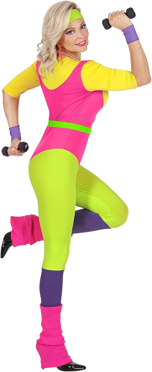 "80s AEROBICS INSTRUCTOR" (jumpsuit, belt, sweatband, wristbands) - (M), M