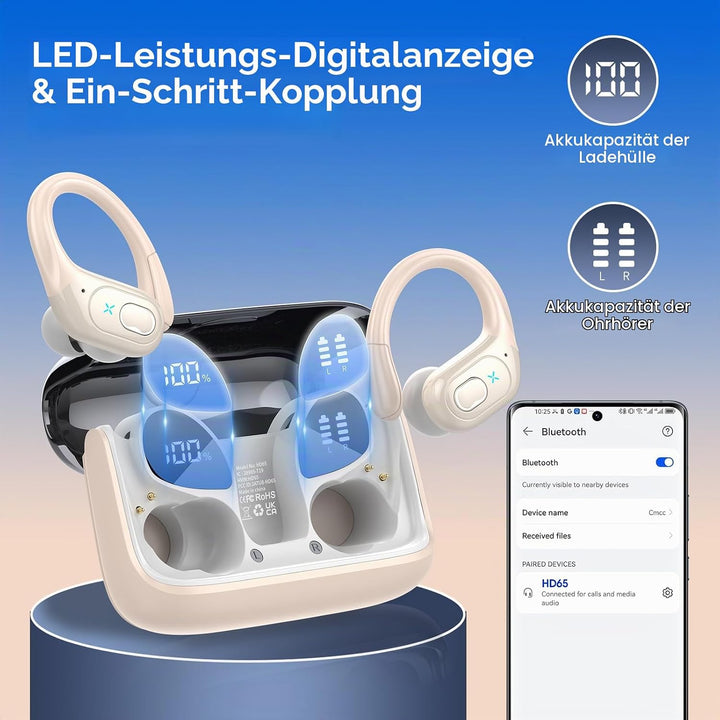 Aptkdoe In Ear Kopfhörer Kabellos Sport, Bluetooth 5.4 Kopfhörer mit ENC Mic, 75 Std Spielzeit, Anpa