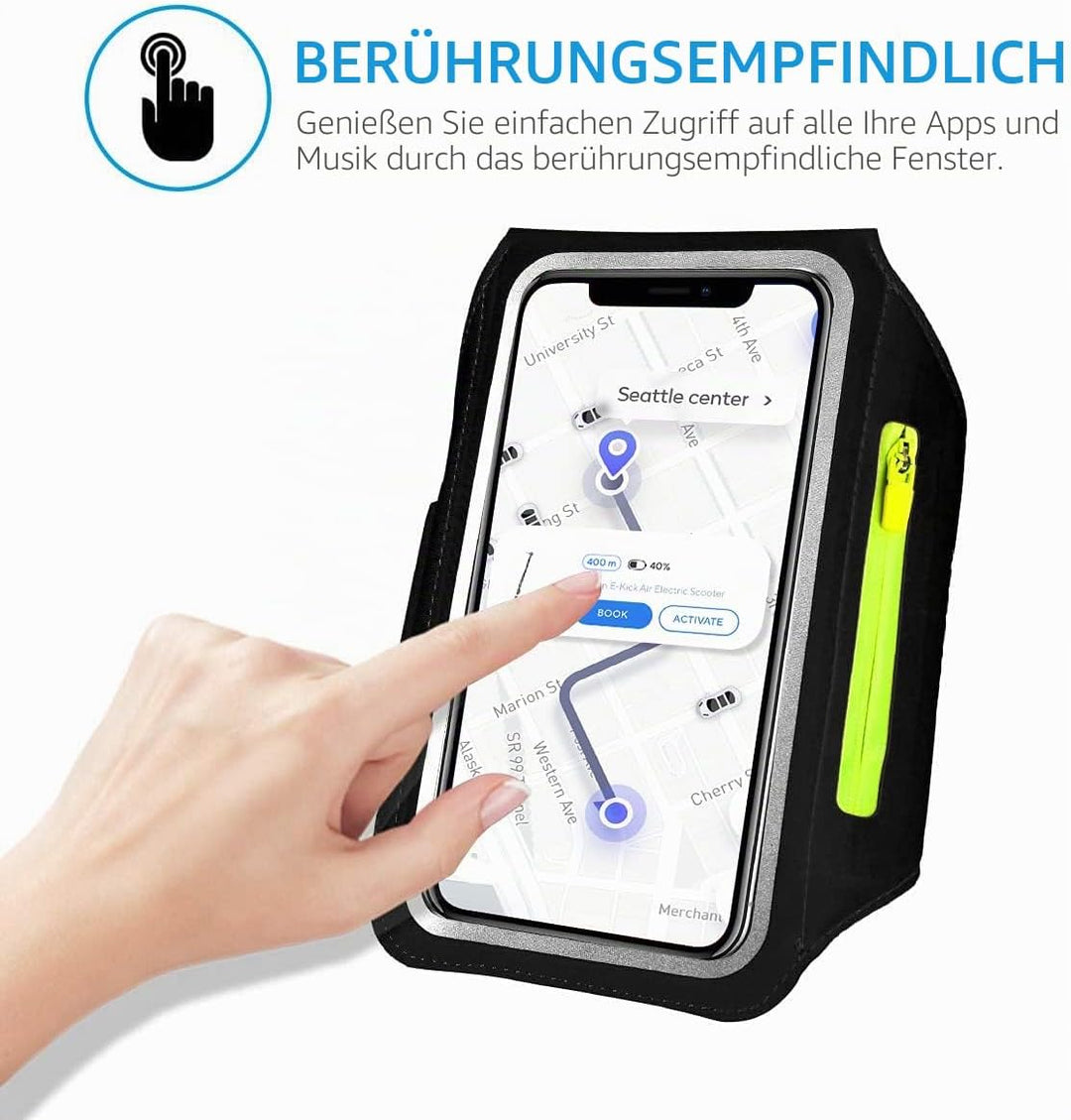 HAISSKY Sportarmband Mit Kopfhörer Tasche Sportarmband Handytasche Sport für iPhone 15 Pro Max/14 Pr