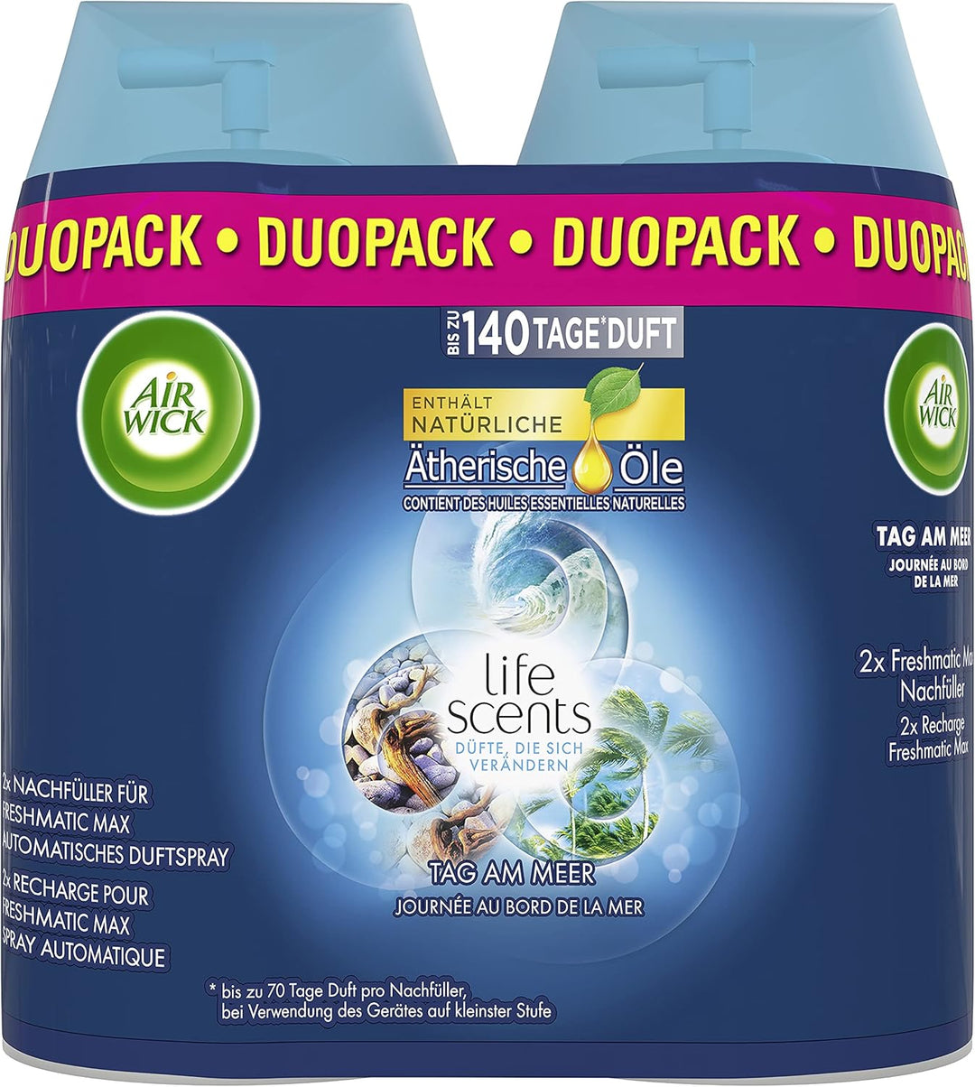 Air Wick Freshmatic Max Raumspray – Nachfüller für den Air Wick Freshmatic Max – Duft: Tag am Meer –