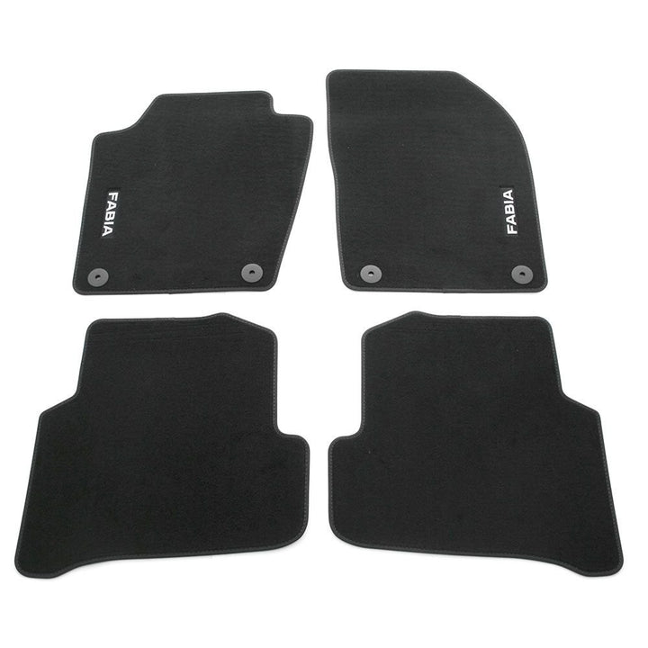 Skoda 6V1061404 Prestige Textil Fussmatten Satz Premium Velours 4X Stoffmatten schwarz mit Fabia Sch