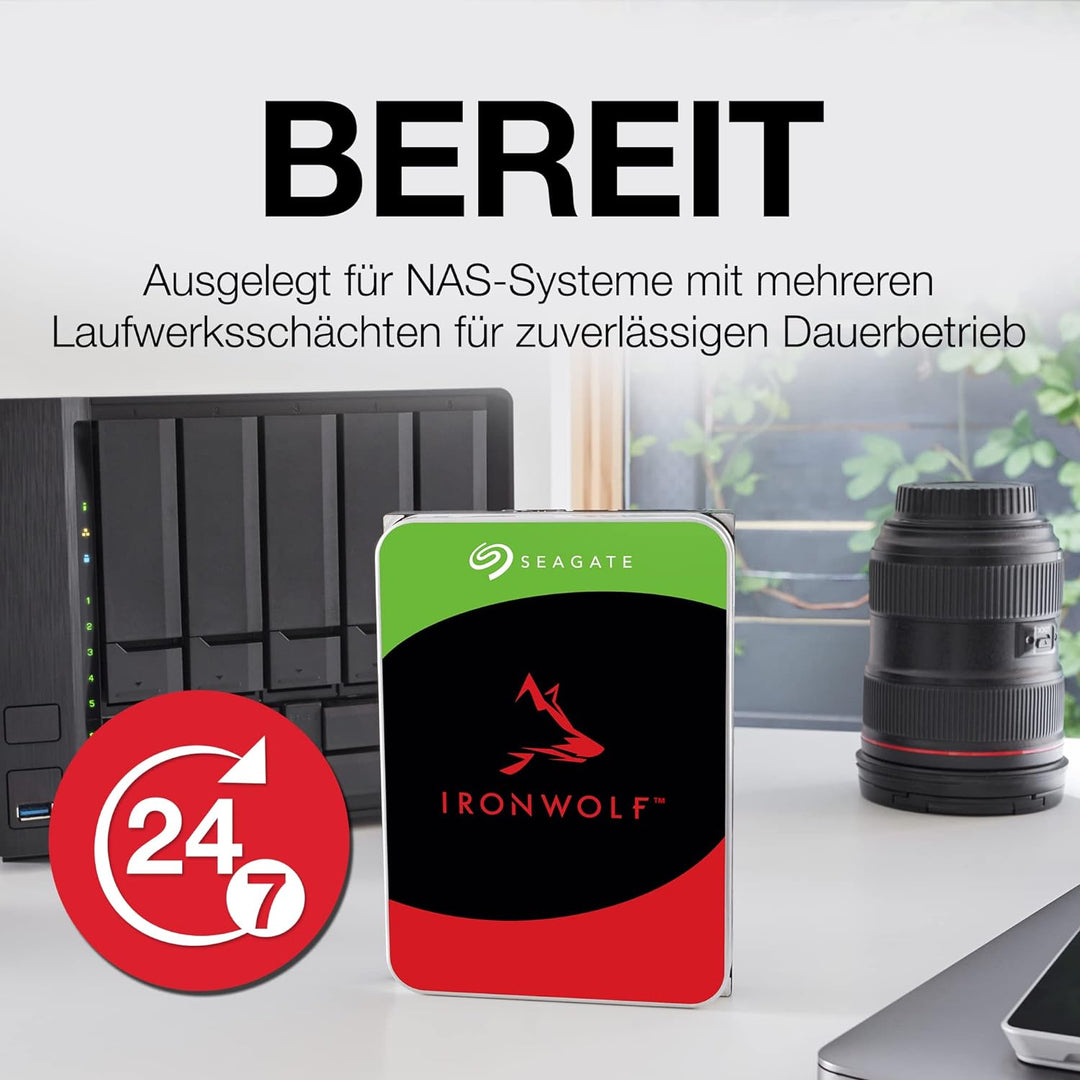 Seagate IronWolf 10TB, NAS interne Festplatte, HDD, 3.5 Zoll, 7200 U/Min, CMR, 256 MB Cache, SATA 6G