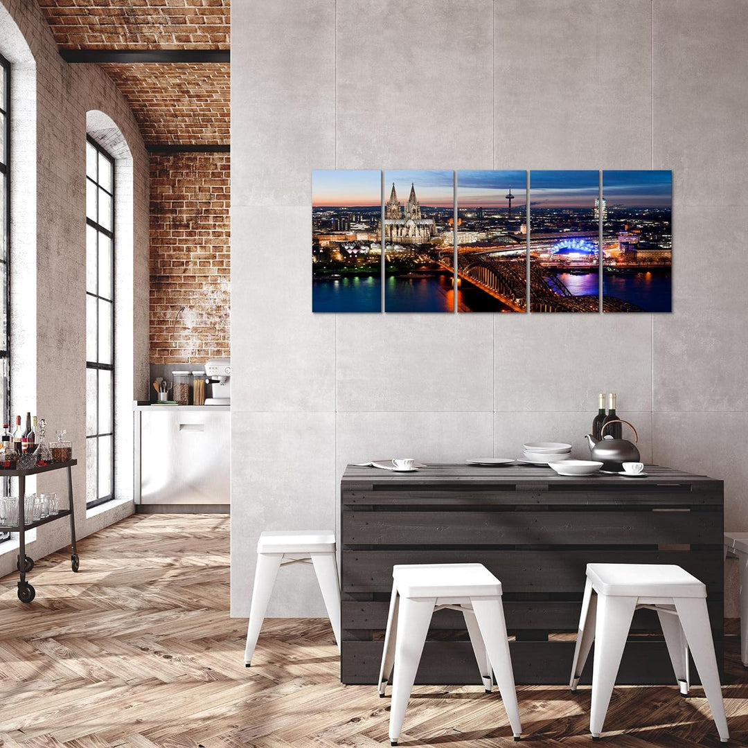 Runa Art Bild Köln Wandbilder auf Vlies Leinwand 5 Teilig Wanddekoration Wohnzimmer Schlafzimmer 601