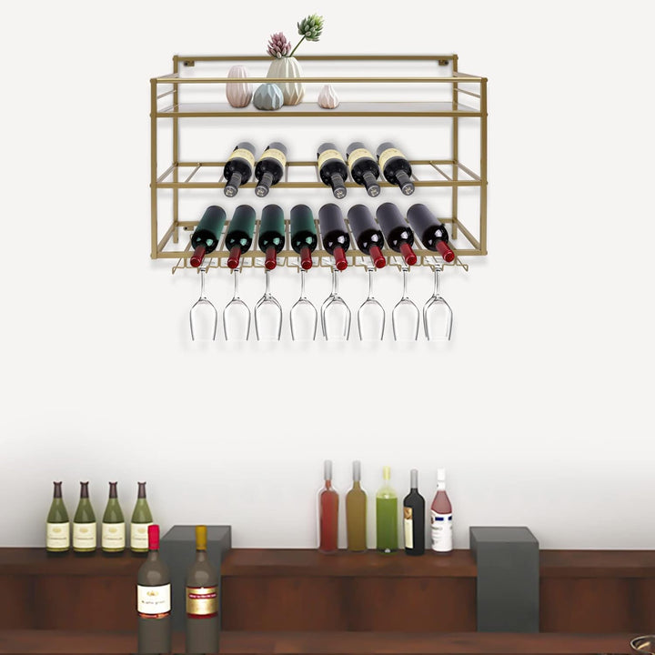 Generisch 3 Ebenen Wand-Weinregale 80x55x25cm Weinregal Wandregal Modernes Weinregal aus Metall Wein