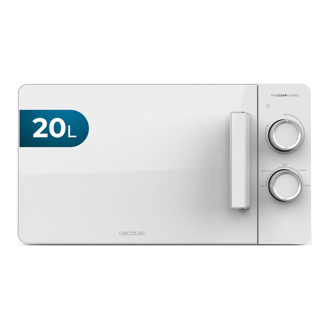 Cecotec Mikrowelle mit Grill Proclean 3020 Flatbed Mikrowelle 20 l, 700 W, 6 Stufen, 3DWave-Technolo