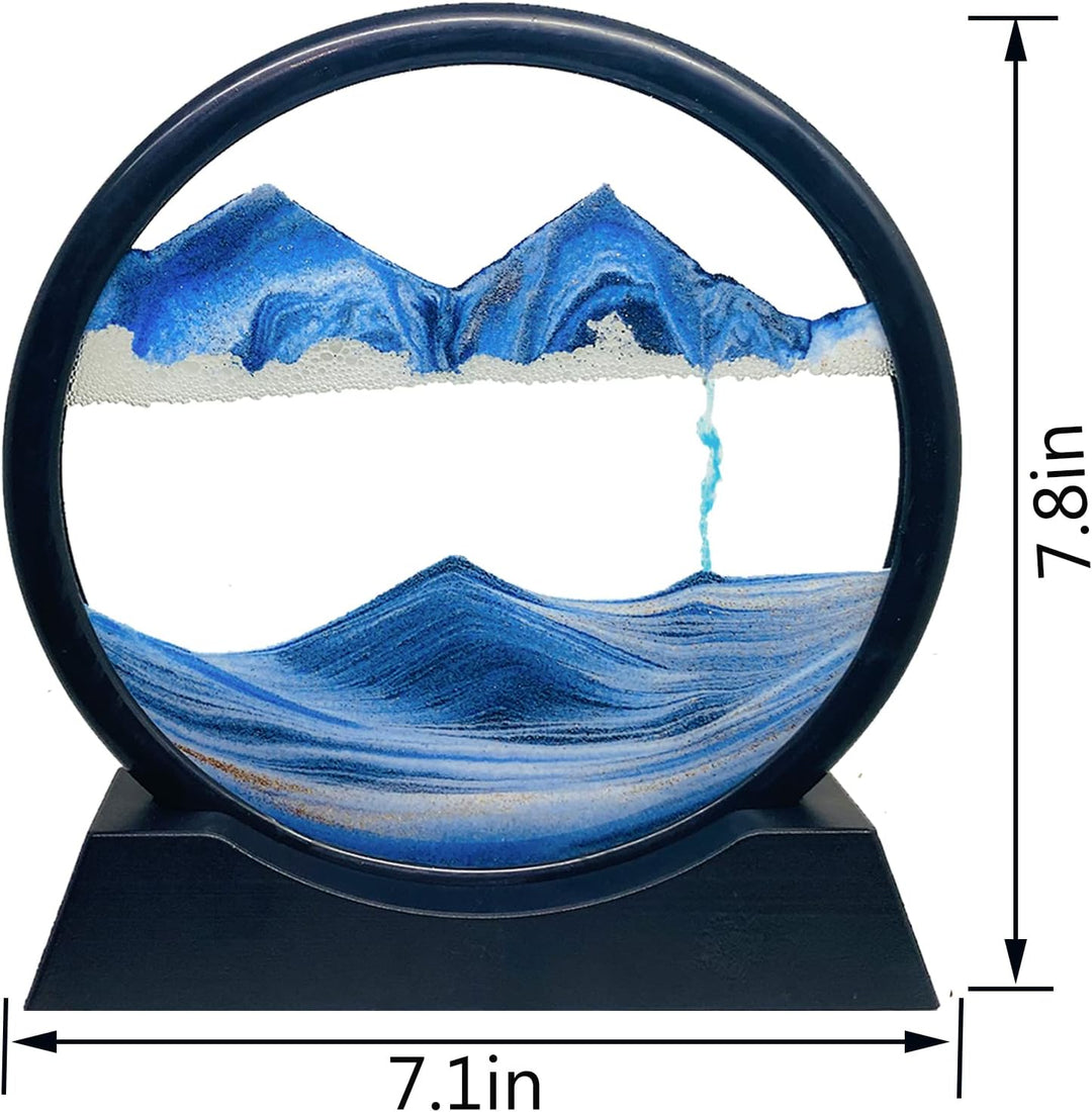 Yuomiker Fliessende Sandmalerei - Dynamisch 3D Sandbilder zum Drehen, Bewegliche Sandkunst runder Gl